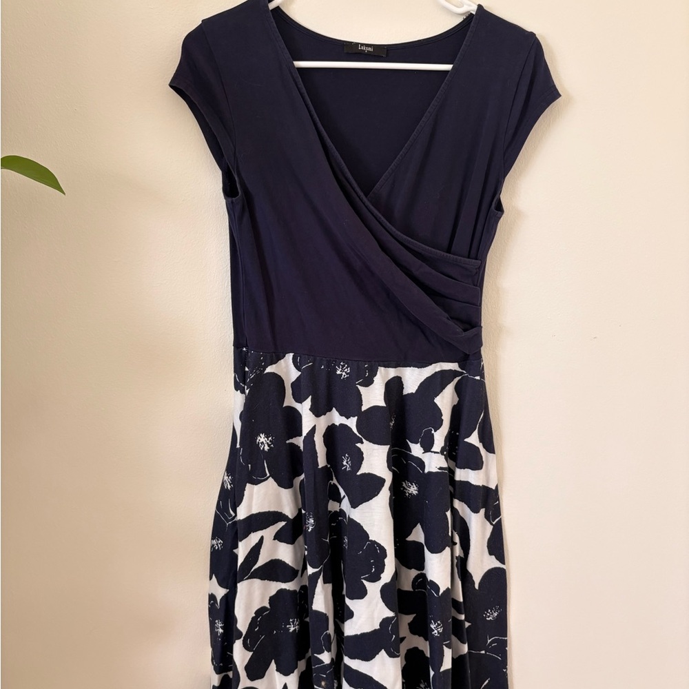 Elegant Navy and White Floral Midi Dress